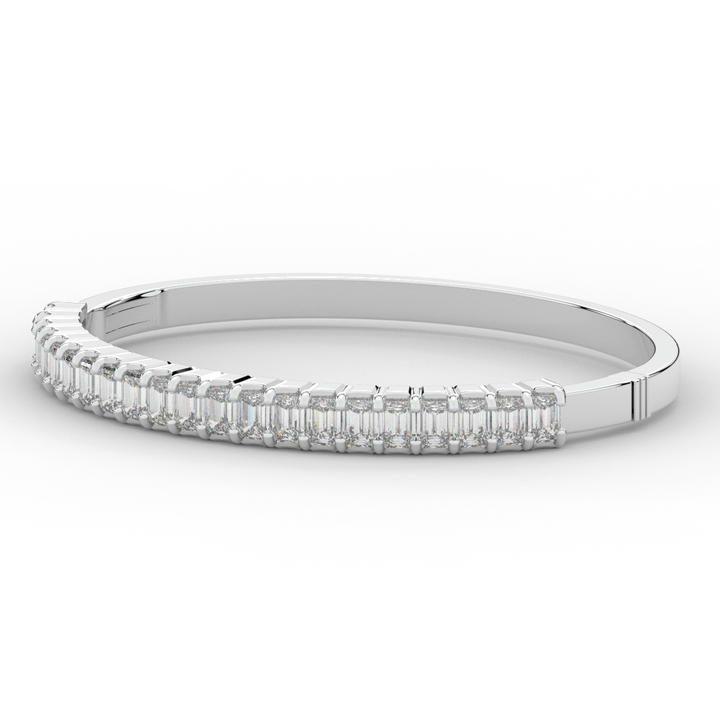 6.50CT.TW EMERALD CUT LAB DIAMOND BANGLE - Nazarelle
