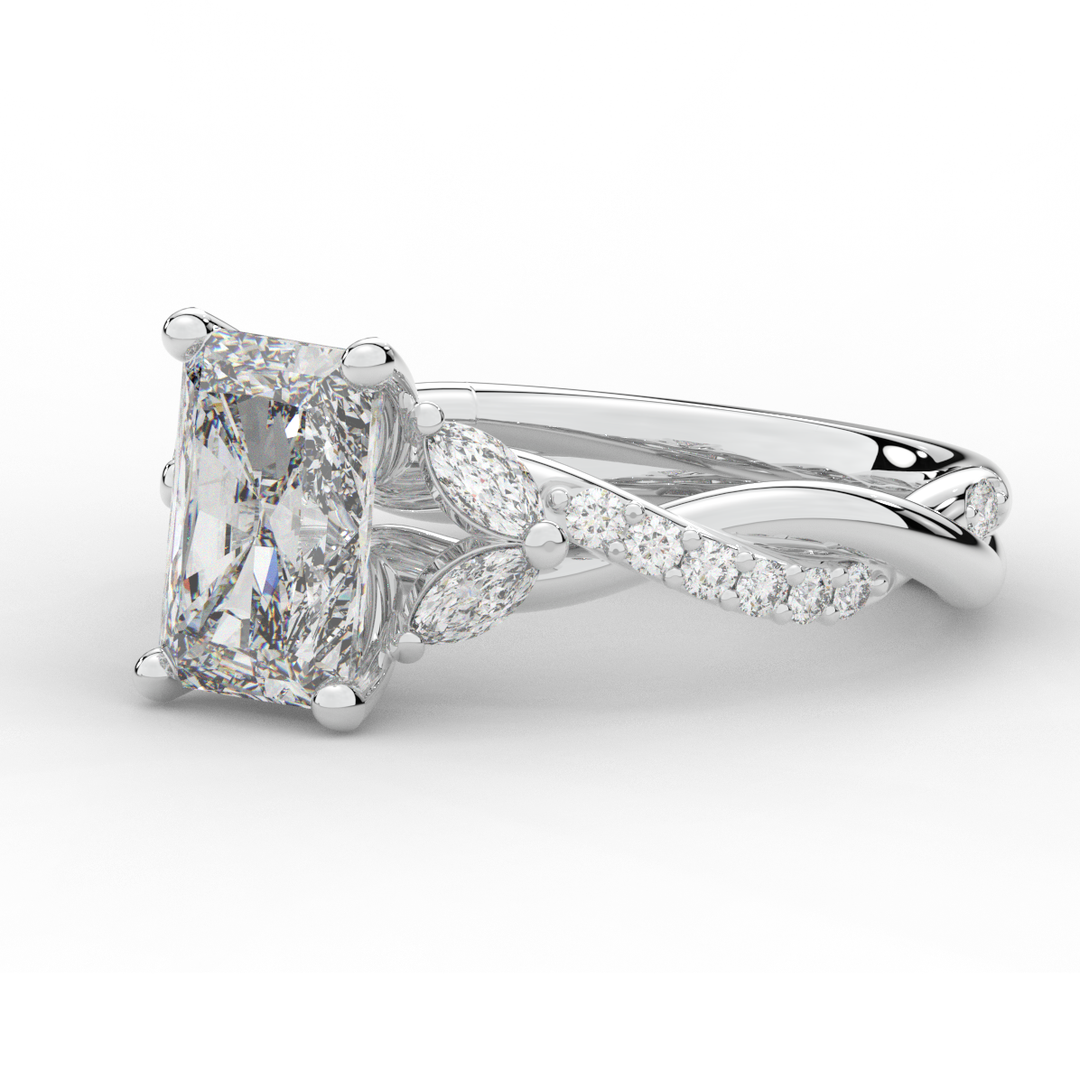 2.40CT.TW RADIANT LAB DIAMOND TWIST BAND ENGAGEMENT RING - Nazarelle