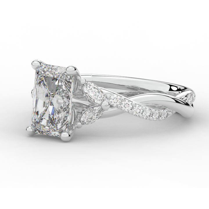 2.40CT.TW RADIANT LAB DIAMOND TWIST BAND ENGAGEMENT RING - Nazarelle