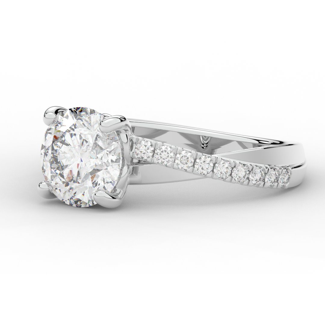 2.20CT.TW ROUND LAB DIAMOND TWISTBAND ENGAGEMENT RING - Nazarelle
