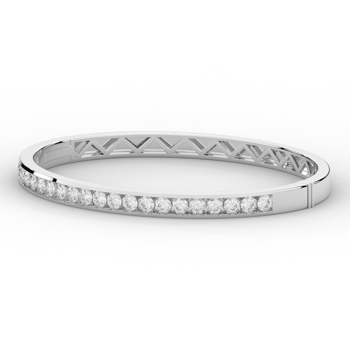 2.75CT.TW ROUND LAB CHANNEL SET DIAMOND BANGLE - Nazarelle