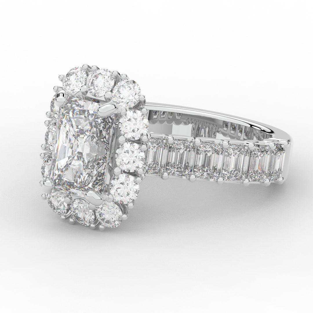 6.00CT.TW RADIANT LAB DIAMOND HALO ENGAGEMENT RING - Nazarelle