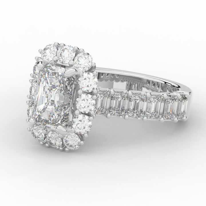 6.00CT.TW RADIANT LAB DIAMOND HALO ENGAGEMENT RING - Nazarelle