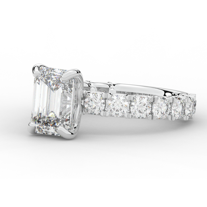 4.35CT.TW EMERALD CUT LAB DIAMOND ENGAGEMENT RING - Nazarelle