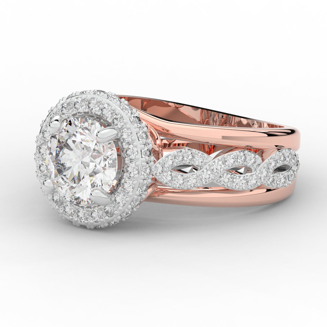 2.85CT.TW ROUND LAB DIAMOND HALO TWO TONE ENGAGEMENT RING - Nazarelle
