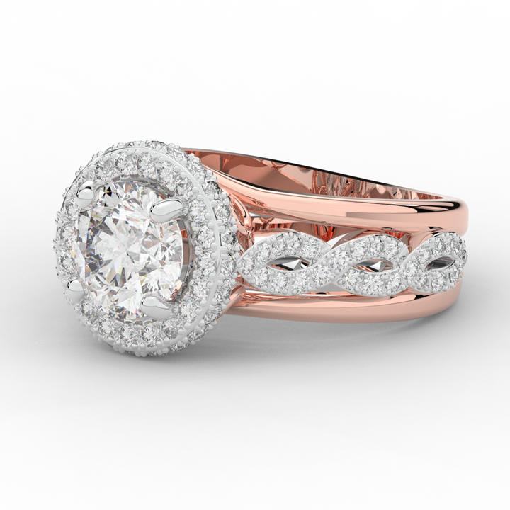 2.85CT.TW ROUND LAB DIAMOND HALO TWO TONE ENGAGEMENT RING - Nazarelle