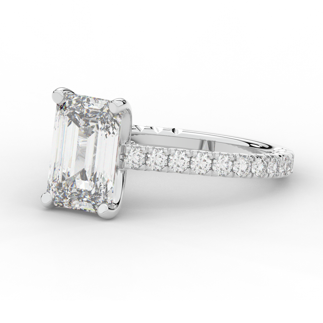 4.25CT.TW EMERALD CUT LAB DIAMOND SOLITAIRE ENGAGEMENT RING - Nazarelle