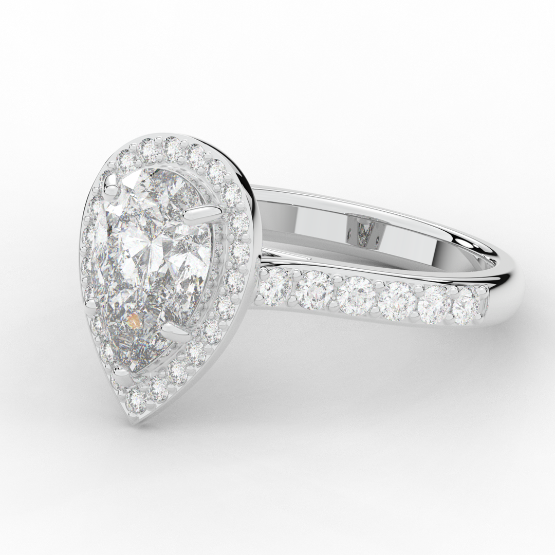 2.50CT.TW PEAR LAB DIAMOND HALO ENGAGEMENT RING - Nazarelle