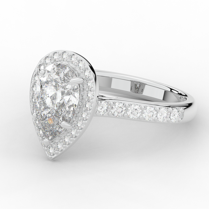 2.50CT.TW PEAR LAB DIAMOND HALO ENGAGEMENT RING - Nazarelle