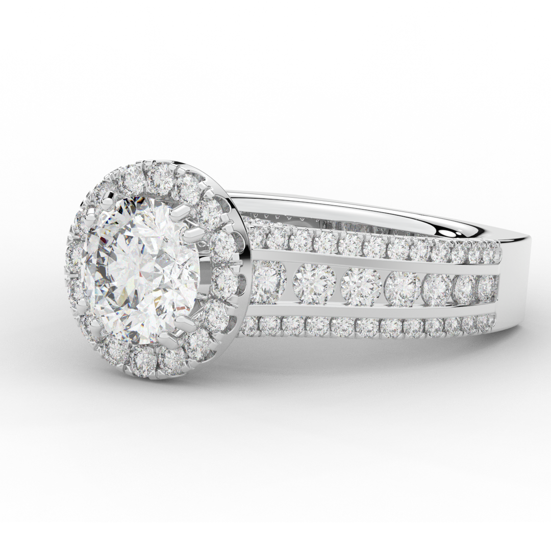 2.90CT.TW ROUND LAB DIAMOND HALO ENGAGEMENT RING - Nazarelle