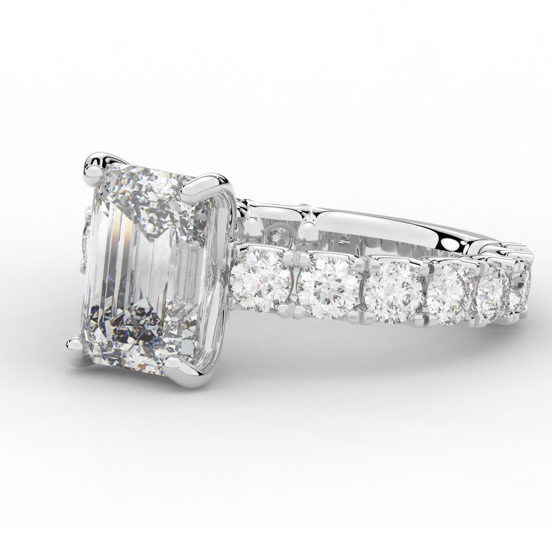 4.35CT.TW EMERALD CUT LAB DIAMOND ENGAGEMENT RING - Nazarelle
