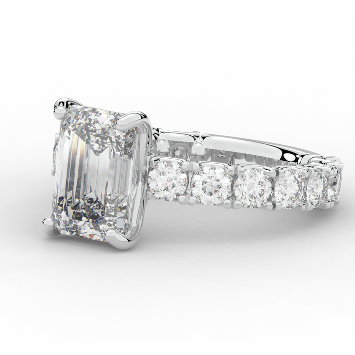 4.35CT.TW EMERALD CUT LAB DIAMOND ENGAGEMENT RING - Nazarelle