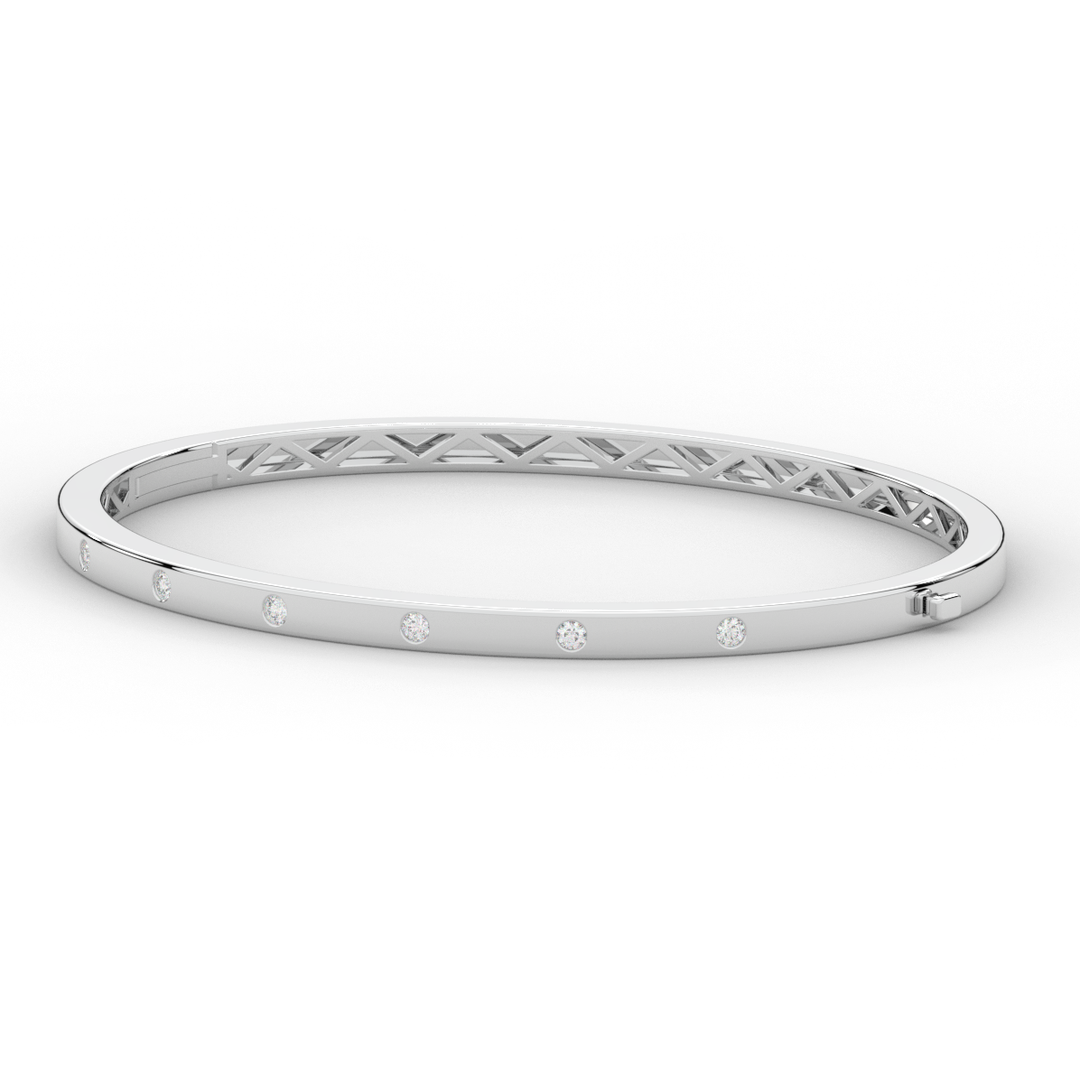 0.15CT.TW ROUND LAB BEZEL SET DIAMOND BANGLE - Nazarelle