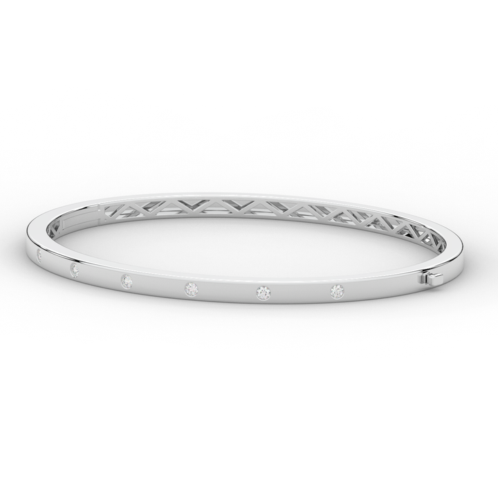 0.15CT.TW ROUND LAB BEZEL SET DIAMOND BANGLE - Nazarelle
