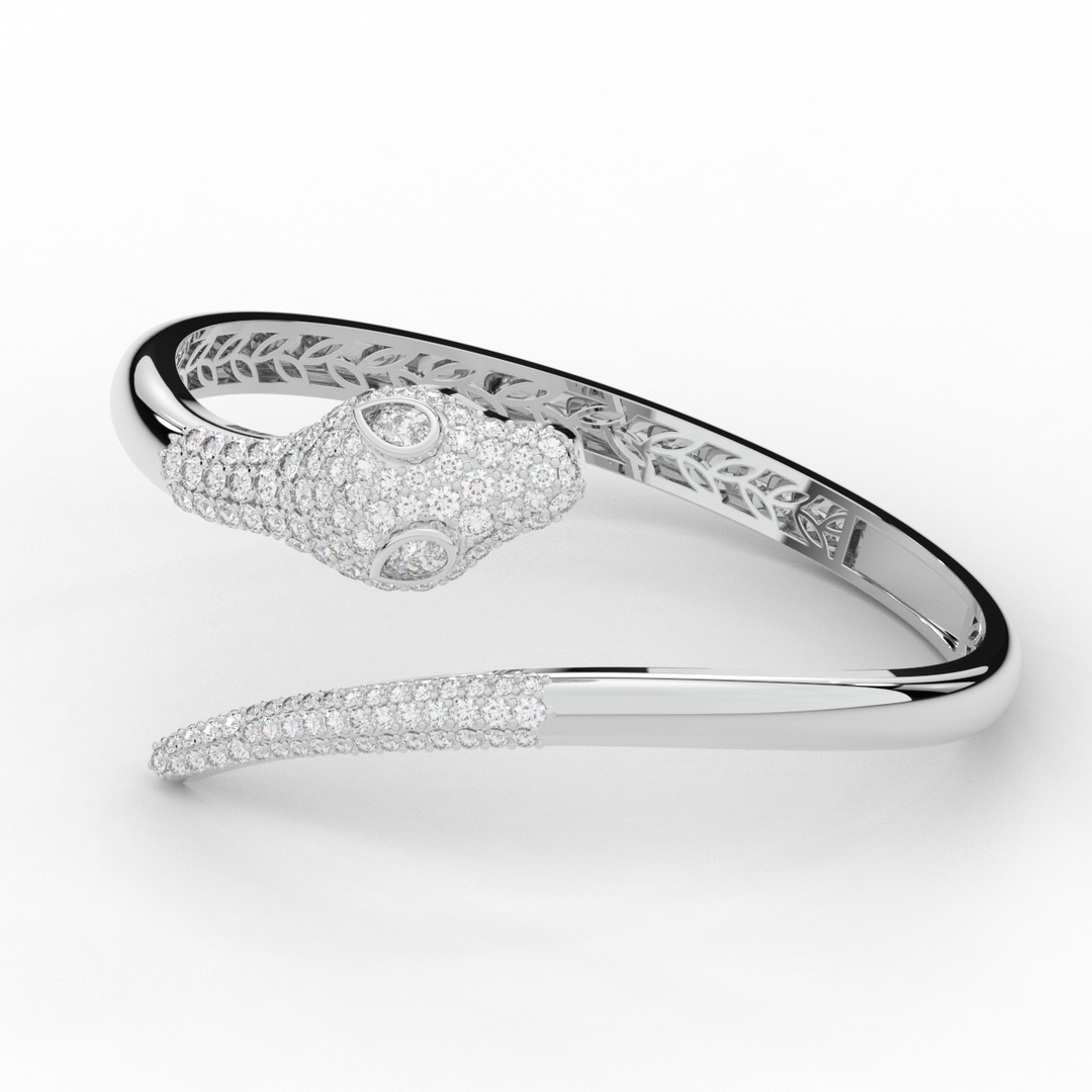 3.75CT.TW ROUND AND PEAR LAB DIAMOND SNAKE BANGLE - Nazarelle