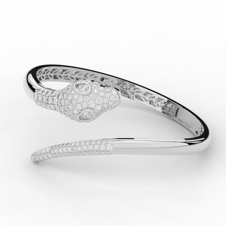 3.75CT.TW ROUND AND PEAR LAB DIAMOND SNAKE BANGLE - Nazarelle