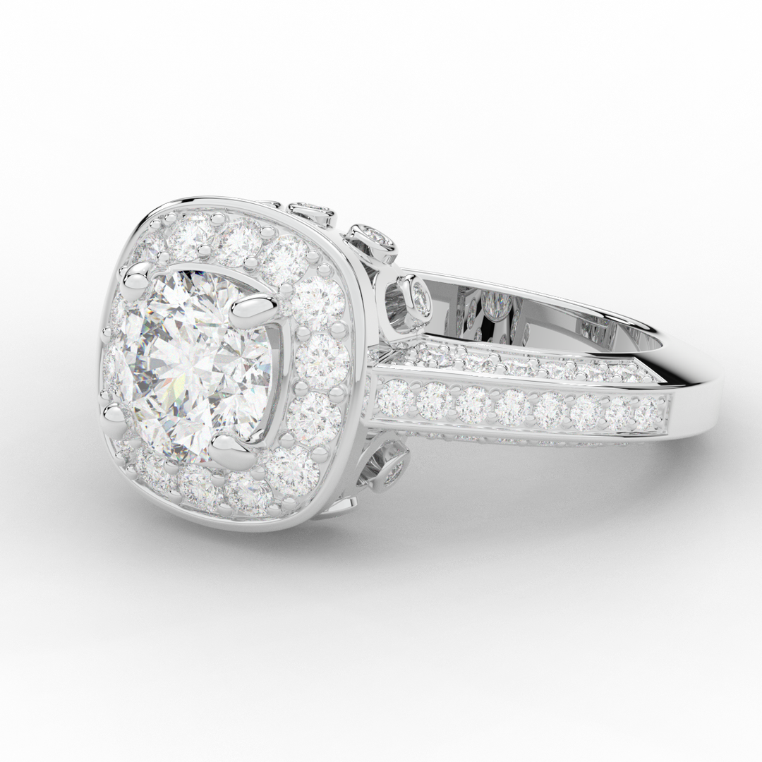 1.50CT.TW ROUND LAB DIAMOND HALO ENGAGEMENT RING - Nazarelle