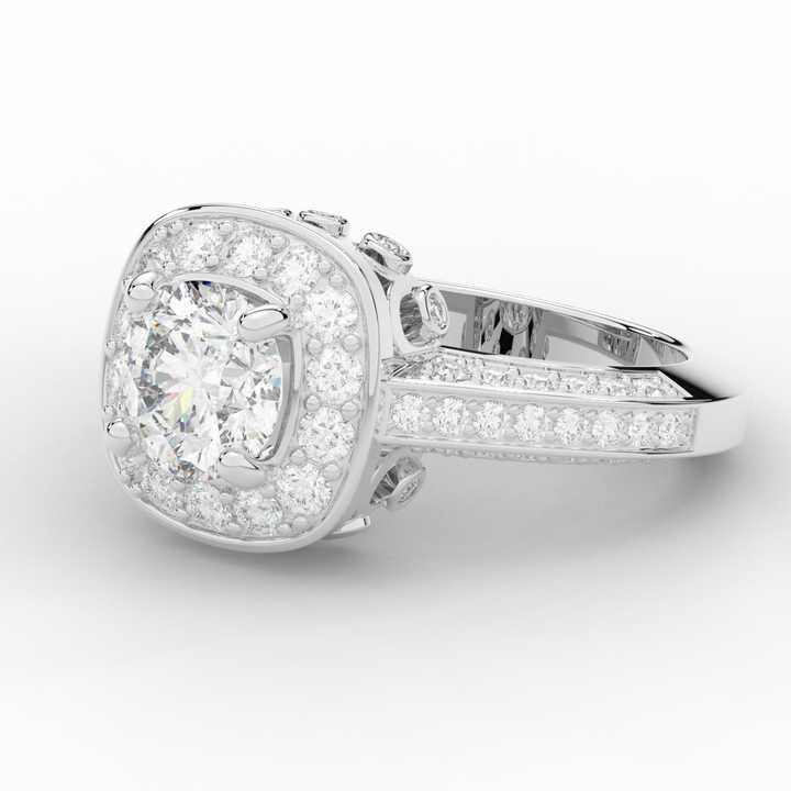 1.50CT.TW ROUND LAB DIAMOND HALO ENGAGEMENT RING - Nazarelle
