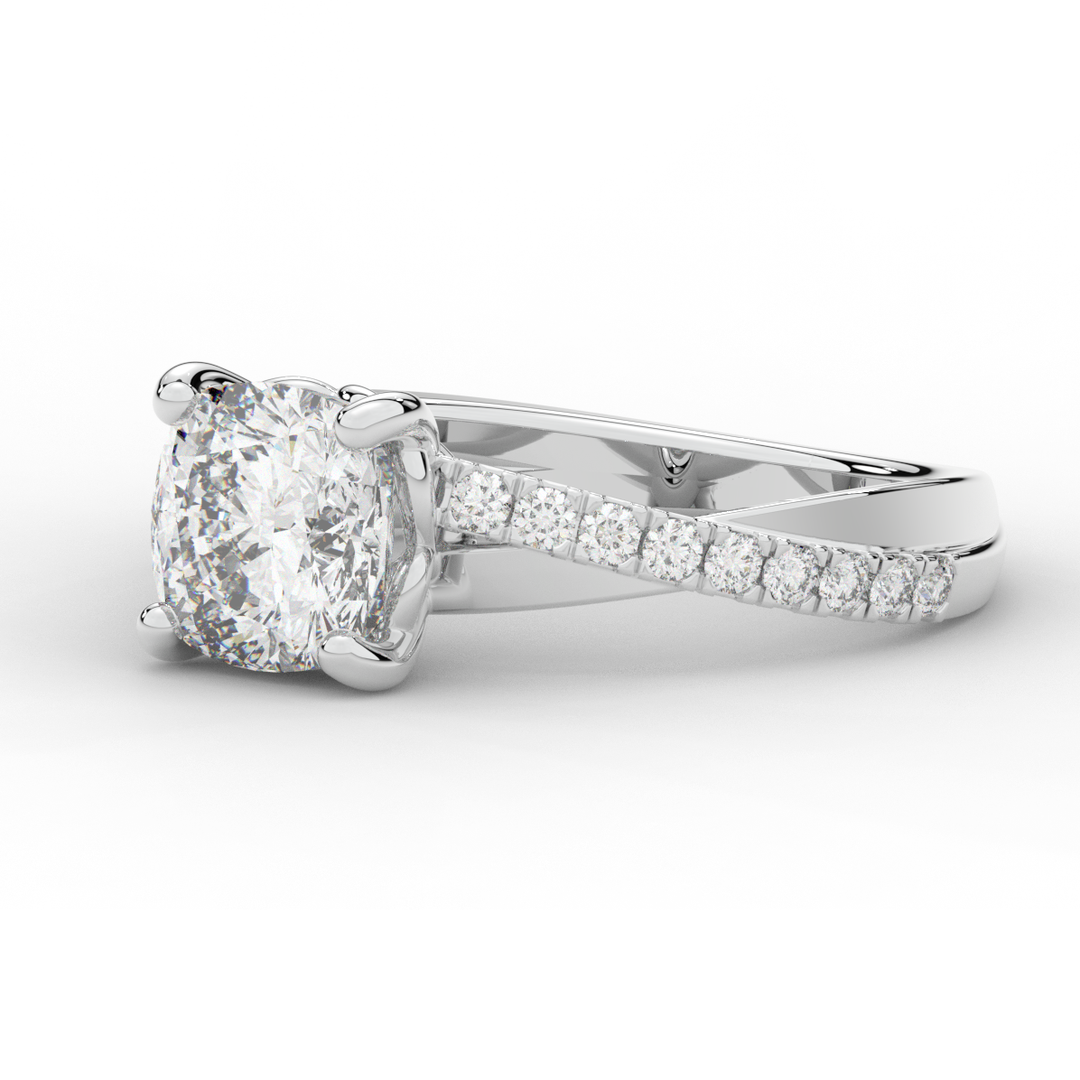 2.20CT.TW CUSHION LAB DIAMOND TWISTBAND ENGAGEMENT RING - Nazarelle