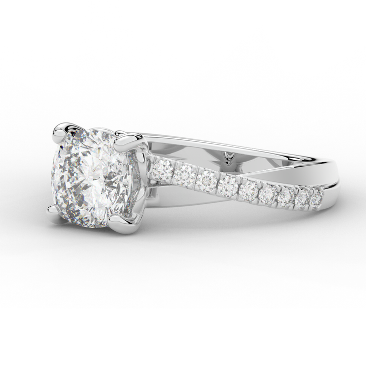 2.20CT.TW CUSHION LAB DIAMOND TWISTBAND ENGAGEMENT RING - Nazarelle