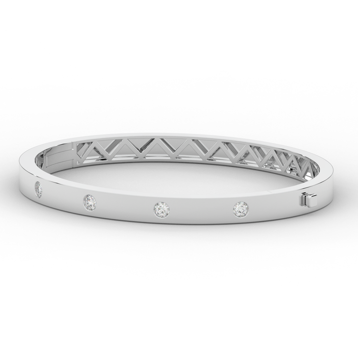 0.50CT.TW ROUND LAB DIAMOND BEZEL SET BANGLE - Nazarelle