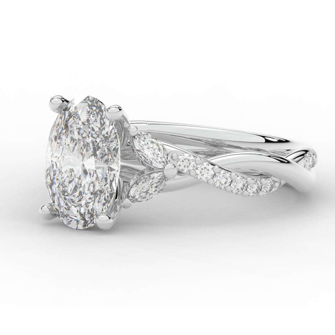 2.40CT.TW OVAL LAB DIAMOND TWIST ENGAGEMENT RING - Nazarelle