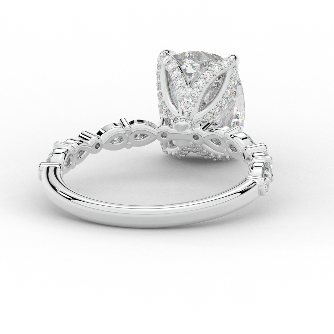 3.60CT.TW CUSHION LAB DIAMOND SOLITAIRE ENGAGEMENT RING - Nazarelle