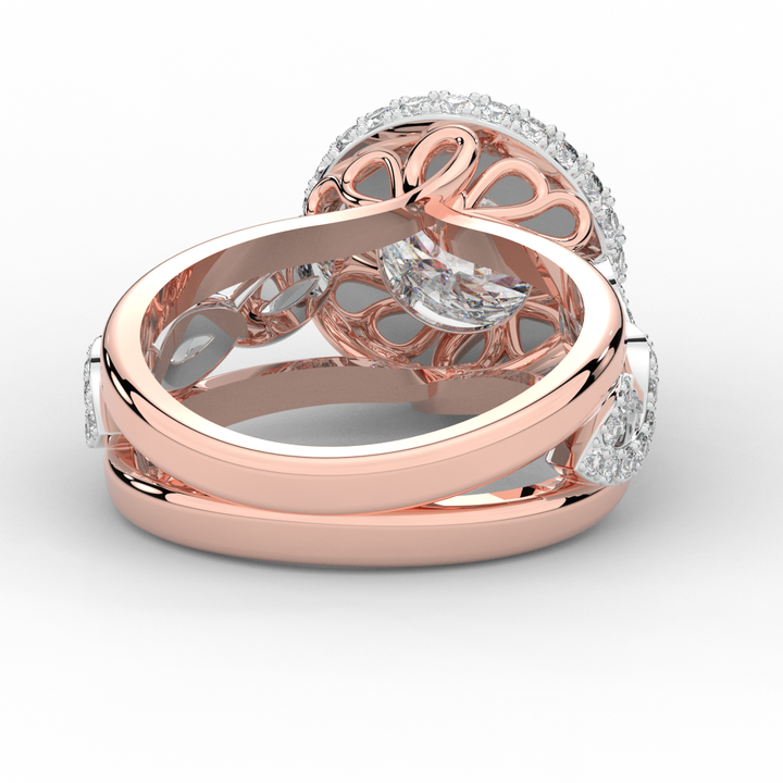2.85CT.TW ROUND LAB DIAMOND HALO TWO TONE ENGAGEMENT RING - Nazarelle