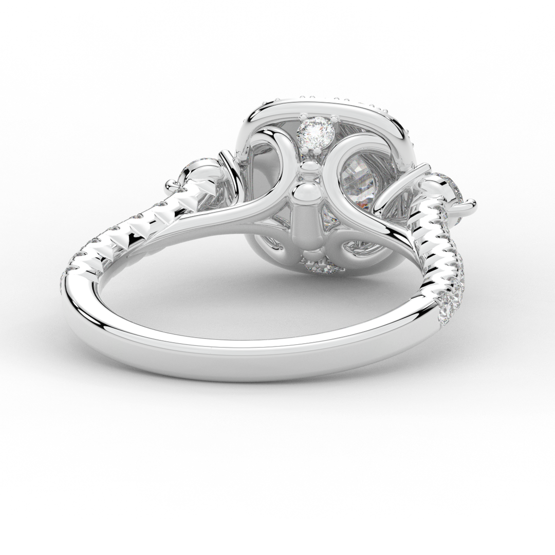 1.75CT.TW ROUND LAB DIAMOND HALO ENGAGEMENT RING - Nazarelle