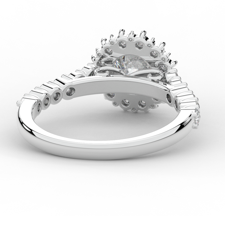 1.60CT.TW ROUND LAB DIAMOND HALO ENGAGEMENT RING - Nazarelle