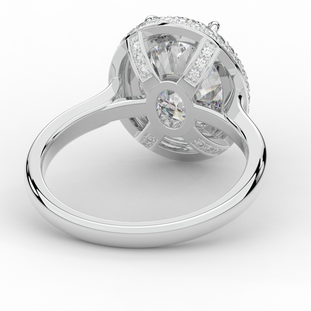 4.40CT.TW OVAL LAB DIAMOND HALO ENGAGEMENT RING - Nazarelle