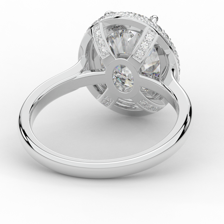 4.40CT.TW OVAL LAB DIAMOND HALO ENGAGEMENT RING - Nazarelle