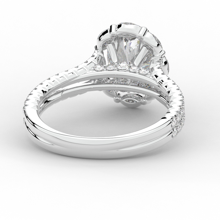 2.30CT.TW OVAL LAB DIAMOND HALO SPLIT SHANK ENGAGEMENT RING - Nazarelle