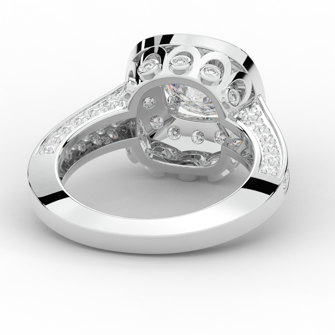 1.50CT.TW ROUND LAB DIAMOND HALO ENGAGEMENT RING - Nazarelle