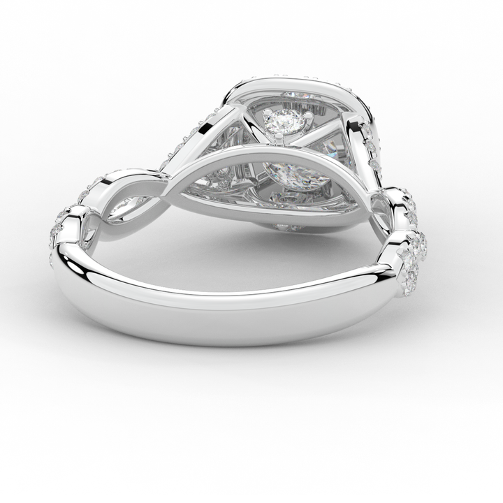 1.60CT.TW ROUND LAB DIAMOND HALO TWIST ENGAGEMENT RING - Nazarelle