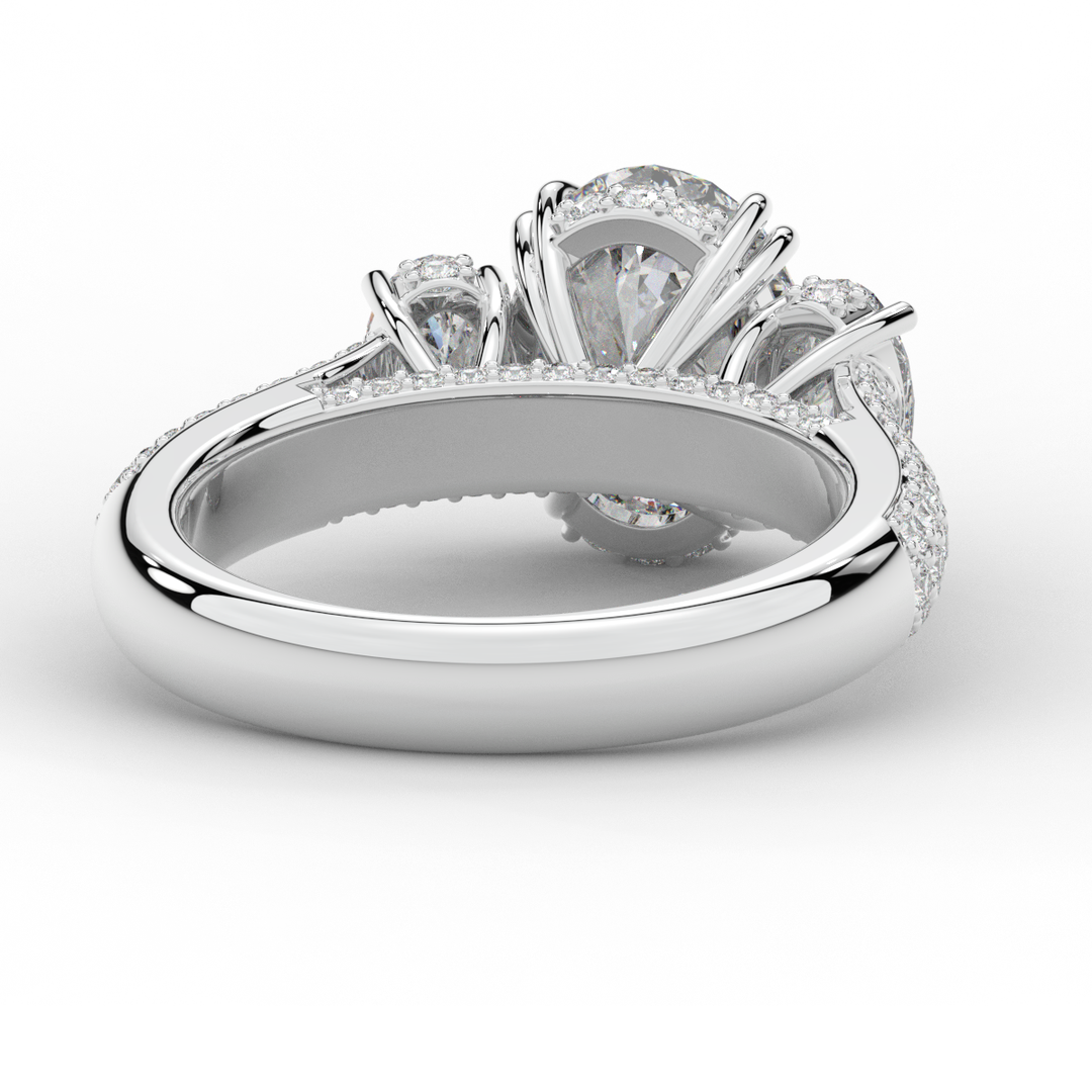 3.70CT.TW OVAL LAB DIAMOND 3 STONE ENGAGEMENT RING - Nazarelle