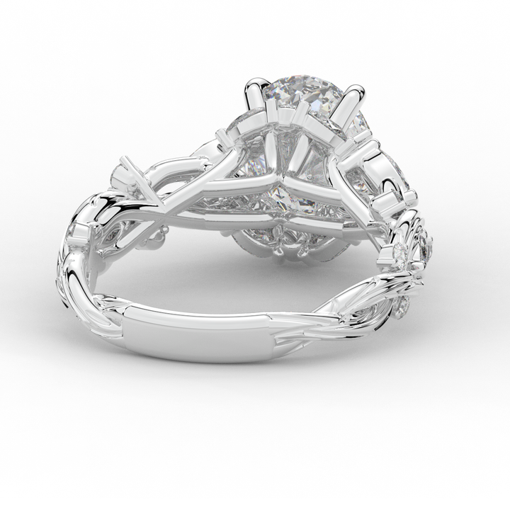 2.60CT.TW OVAL LAB DIAMOND STYLIZED VINE AND TREE BARK FINISH ENGAGEMENT RING - Nazarelle