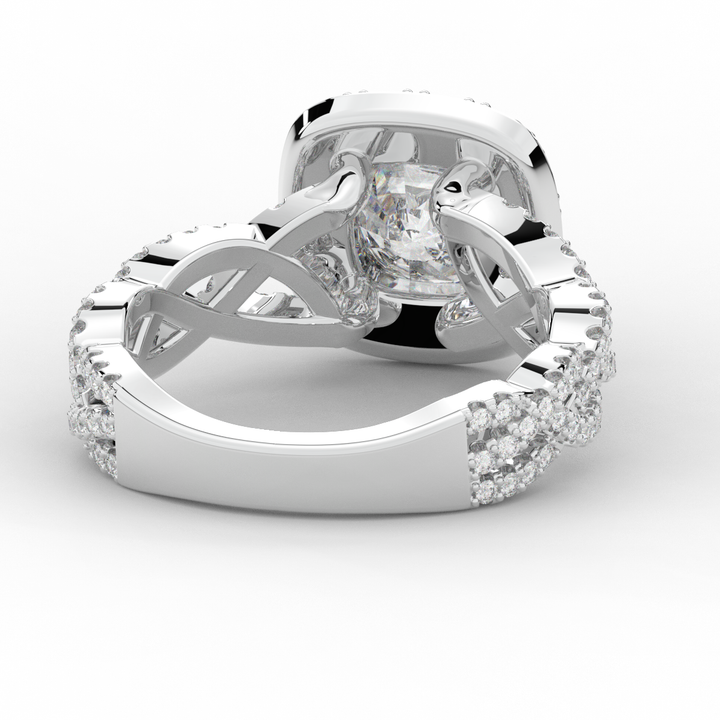 2.70CT.TW CUSHION LAB DIAMOND HALO TRIPLE TWIST ENGAGEMENT RING - Nazarelle
