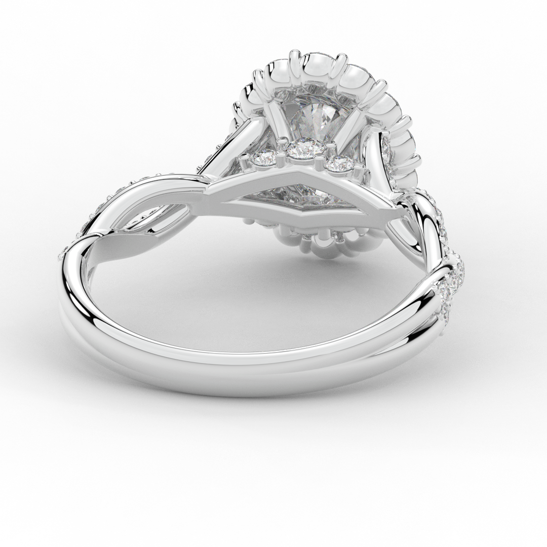 1.75CT.TW OVAL LAB DIAMOND HALO TWIST BAND ENGAGEMENT RING - Nazarelle