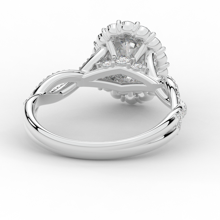 1.75CT.TW OVAL LAB DIAMOND HALO TWIST BAND ENGAGEMENT RING - Nazarelle