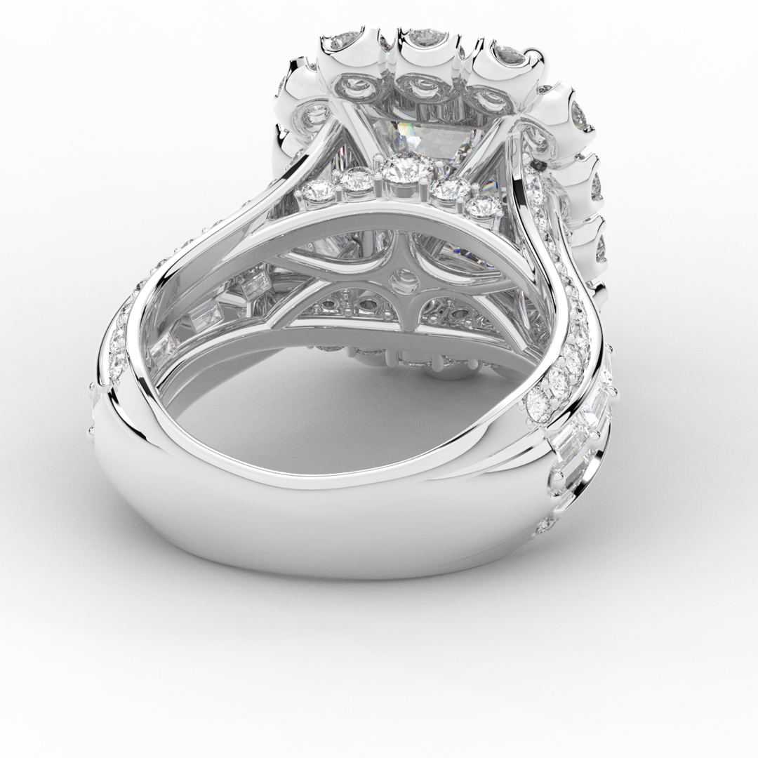 8.00CT.TW EMERALD CUT LAB DIAMOND HALO ENGAGEMENT RING - Nazarelle