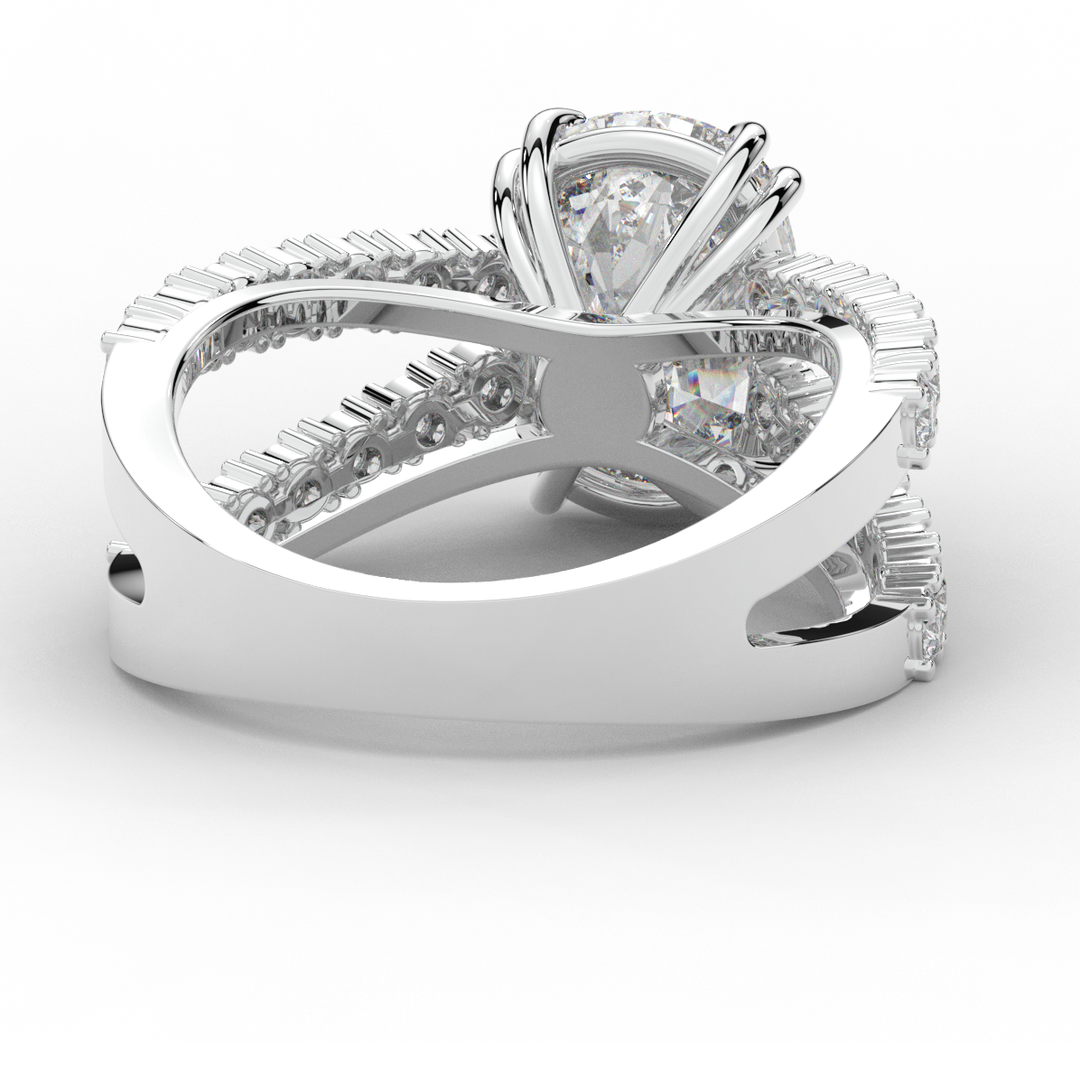 3.75CT.TW CUSHION LAB DIAMOND SPLIT BAND ENGAGEMENT RING - Nazarelle
