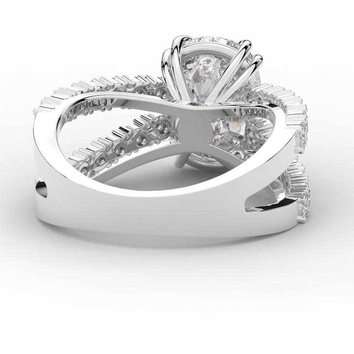 3.75CT.TW CUSHION LAB DIAMOND SPLIT BAND ENGAGEMENT RING - Nazarelle