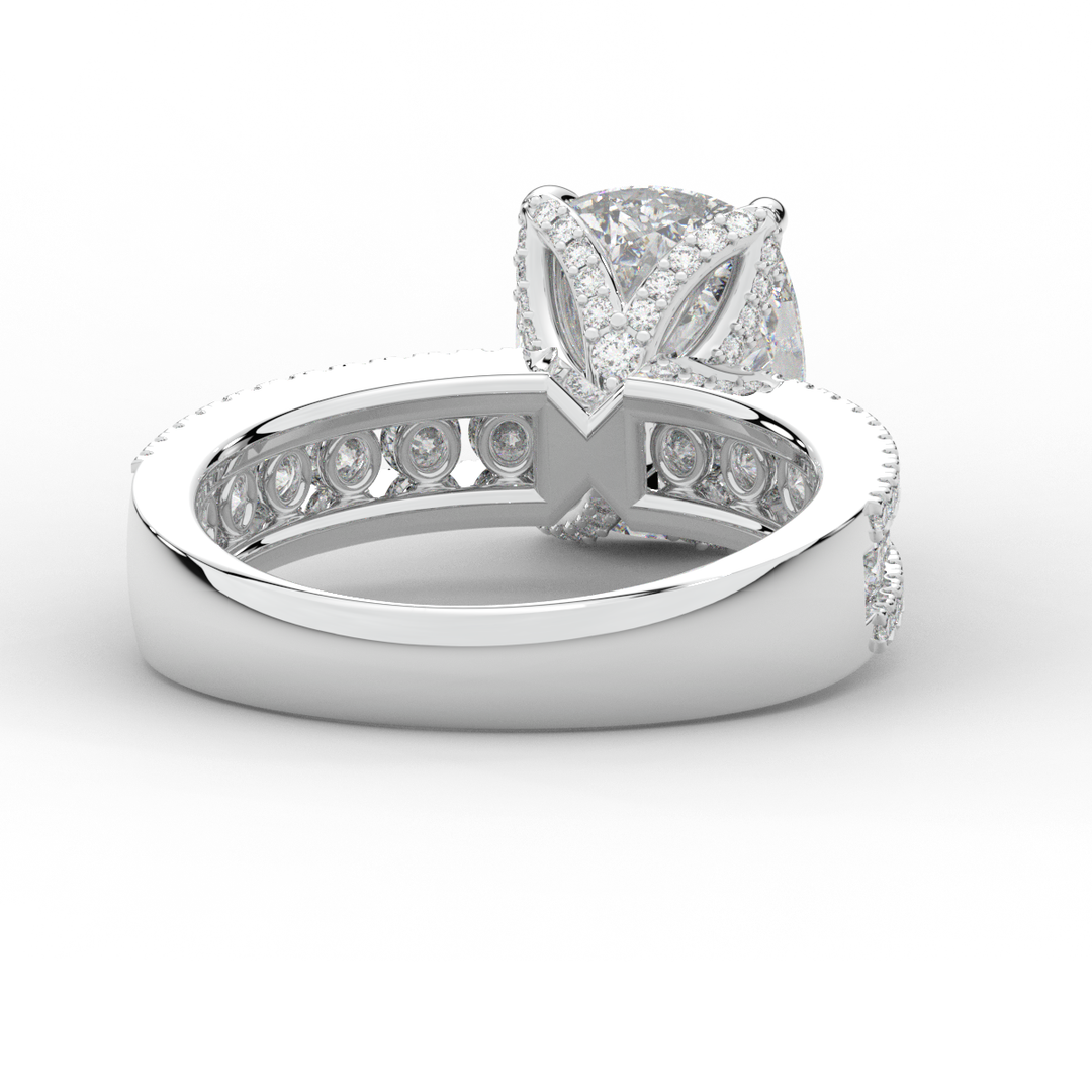 3.95CT.TW CUSHION LAB DIAMOND SOLITAIRE ENGAGEMENT RING - Nazarelle