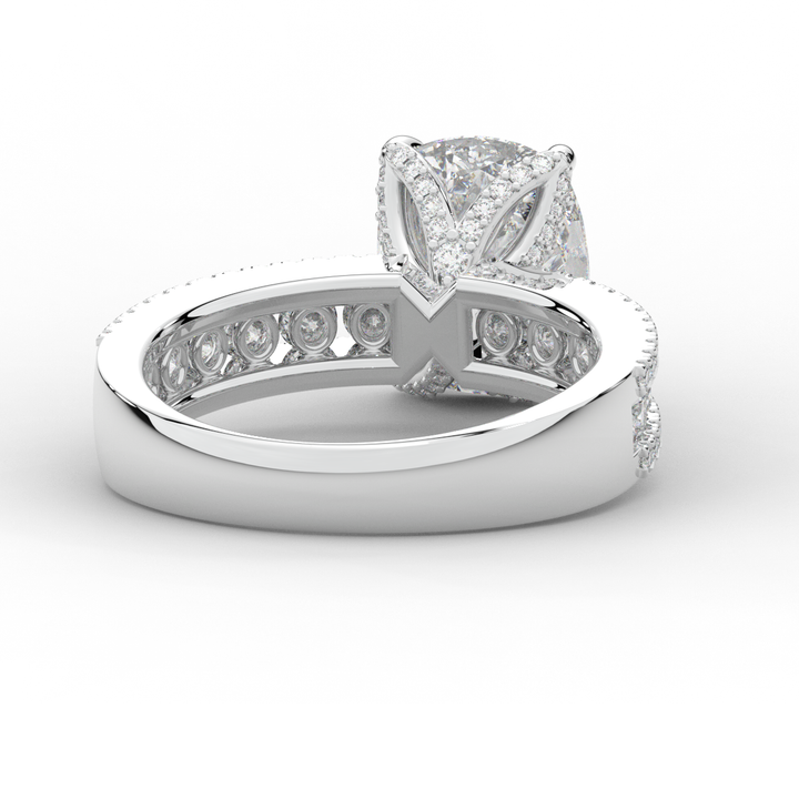 3.95CT.TW CUSHION LAB DIAMOND SOLITAIRE ENGAGEMENT RING - Nazarelle