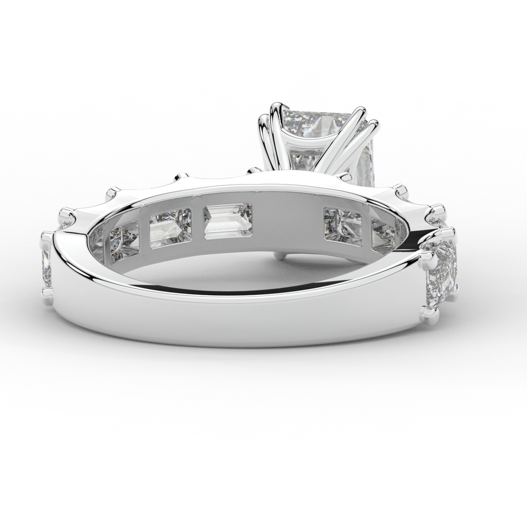 3.75CT.TW RADIANT LAB DIAMOND SOLITAIRE ENGAGEMENT RING - Nazarelle