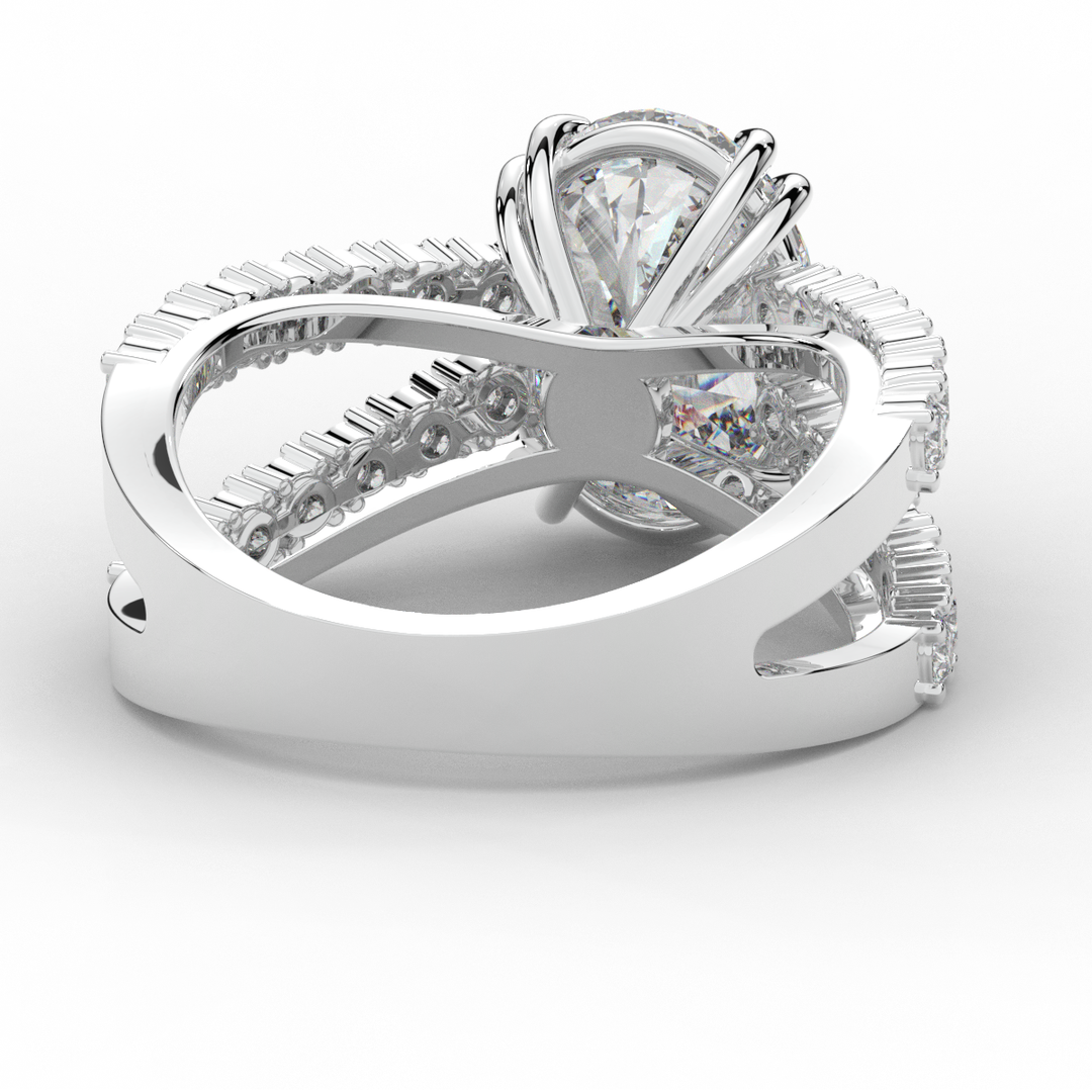 3.75CT.TW OVAL LAB DIAMOND SPLIT BAND ENGAGEMENT RING - Nazarelle