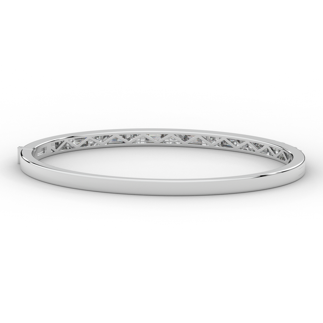 2.75CT.TW ROUND AND EMERALD CUT LAB DIAMOND SHARED PRONG BANGLE - Nazarelle