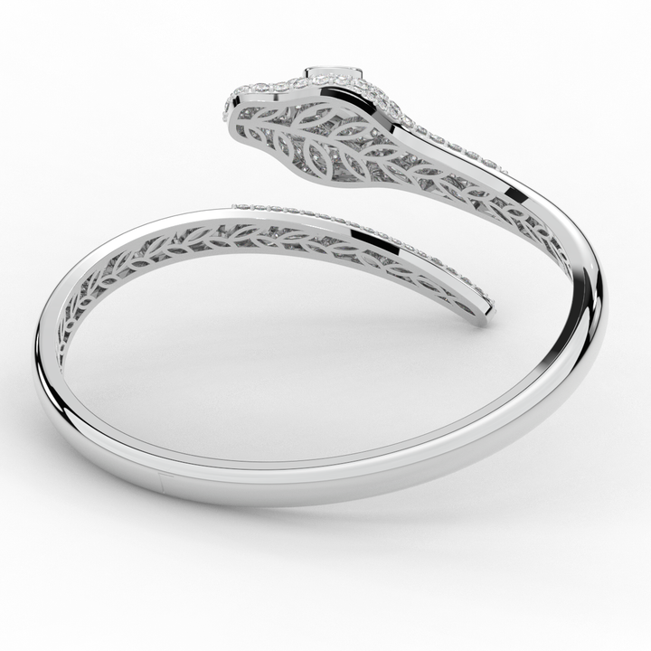 3.75CT.TW ROUND AND PEAR LAB DIAMOND SNAKE BANGLE - Nazarelle