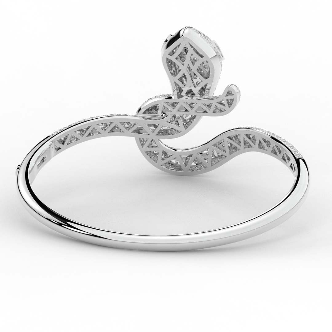 4.90CT.TW ROUND AND PEAR LAB DIAMOND SNAKE BANGLE - Nazarelle